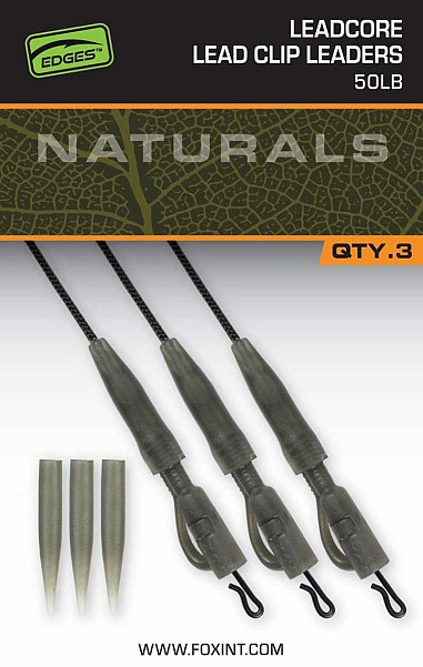 Fox EDGES Naturals Leadcore Power Grip Lead Clip Leaders 50lb versión 75cm / 50lb - MPN: CAC852 - EAN: 5056212175505