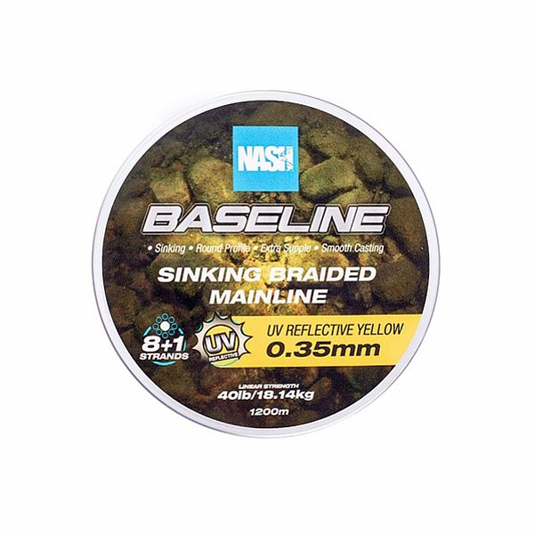 Nash Baseline Sinking Braid UV Yellowрозмір 0.35mm (40lb) / 1200m - MPN: T6015 - EAN: 5055108960157