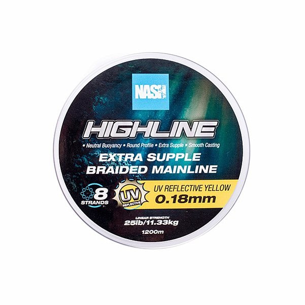 Nash Highline Floating Braid UV Yellow розмір 0.18mm  / 1200m - MPN: T6031 - EAN: 5055108960317