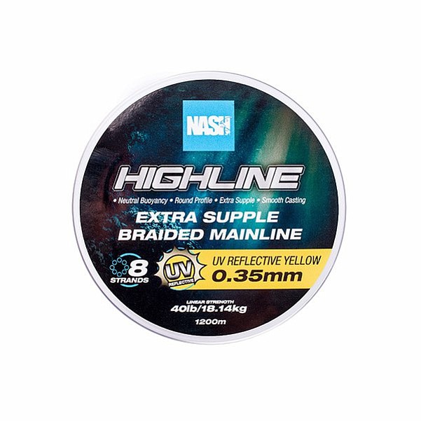 Nash Highline Floating Braid UV Yellow розмір 0.35mm  / 1200m - MPN: T6034 - EAN: 5055108960348