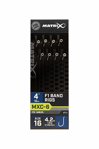 Matrix MXC-6 Barbless F1 Band Rigs - 10cmrozmiar 16/0.145mm - MPN: GRR086 - EAN: 5056212160594