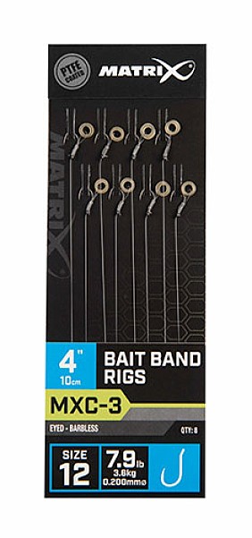 Matrix MXC-3 Barbless Bait Bands Rigs - 10cmrozmiar 12/0.20mm - MPN: GRR056 - EAN: 5056212130986