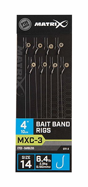 Matrix MXC-3 Barbless Bait Bands Rigs - 10cmrozmiar 14/0.18mm - MPN: GRR055 - EAN: 5056212130979