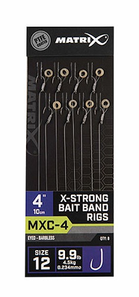 Matrix MXC-4 Barbless X-Strong  Bait Bands Rigs - 10cmsize 12/0.23mm - MPN: GRR068 - EAN: 5056212131105