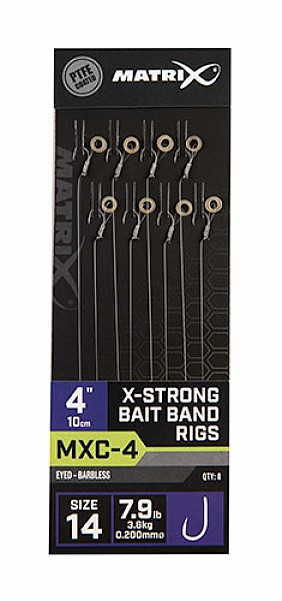 Matrix MXC-4 Barbless X-Strong  Bait Bands Rigs - 10cmsize 14/0.20mm - MPN: GRR067 - EAN: 5056212131099