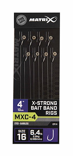 Matrix MXC-4 Barbless X-Strong  Bait Bands Rigs - 10cmsize 16/0.18mm - MPN: GRR066 - EAN: 5056212131082