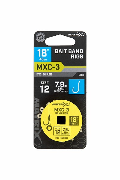 Matrix MXC-3 Barbless Bait Band Rigs - 45cmsize 12/0.20mm - MPN: GRR093 - EAN: 5056212160662