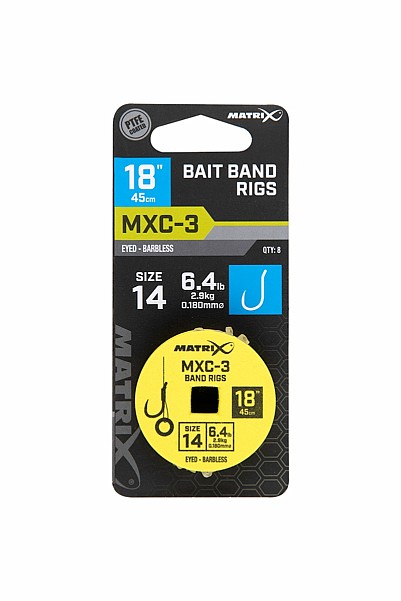 Matrix MXC-3 Barbless Bait Band Rigs - 45cmsize 14/0.18mm - MPN: GRR092 - EAN: 5056212160655