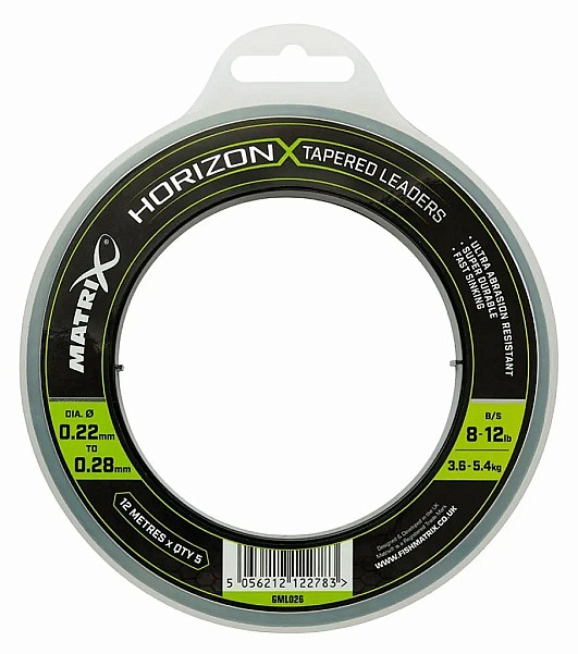 Matrix Horizon X Tapered Shock Leaders - 12mrodzaj 0.22-0.28mm/8lb-12lb/3.6-5.4kg - MPN: GML026 - EAN: 5056212122783