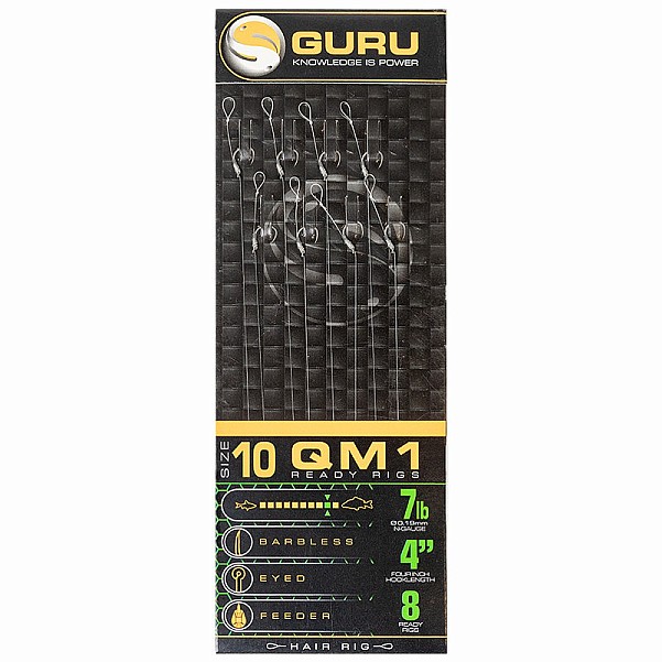 GURU QM1 Standard Hair Ready Rigs - 10cmrozmiar 10 / 0.19mm / 4in (10cm) - MPN: GRR103 - EAN: 5060519394163