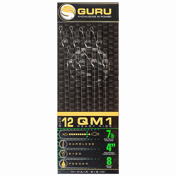 GURU QM1 Standard Hair Ready Rigs - 10cmsize 12 / 0.19mm / 4in (10cm) - MPN: GRR104 - EAN: 5060519394187