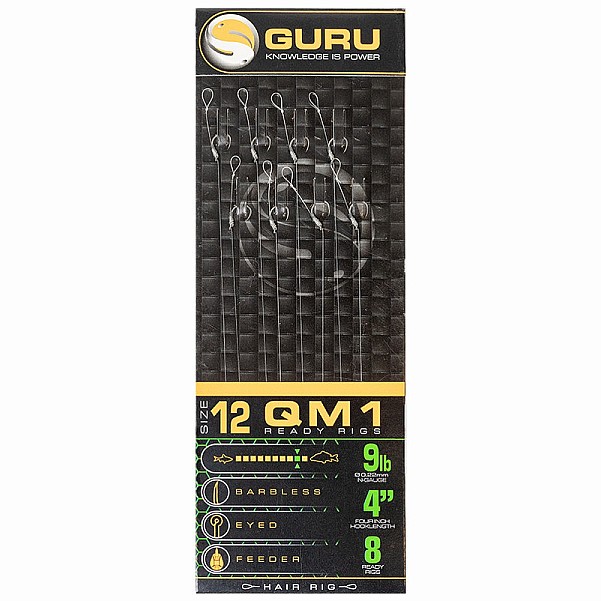 GURU QM1 Standard Hair Ready Rigs - 10cmrozmiar 12 / 0.22mm / 4in (10cm) - MPN: GRR201 - EAN: 5060519398383