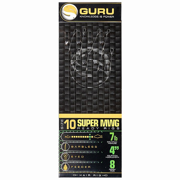 GURU SMWG Standard Hair Ready Rigs - 10cmsize 10 / 0.19mm / 10cm - MPN: GRR165 - EAN: 5060519395443