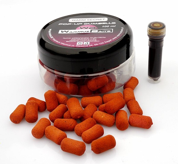 WarmuzBaits Pop-Up - Warm Secret - KRÁTKÁ DOBA TRVANLIVOSTIvelikost 10 mm dumbells / 100ml - EAN: 200000083366