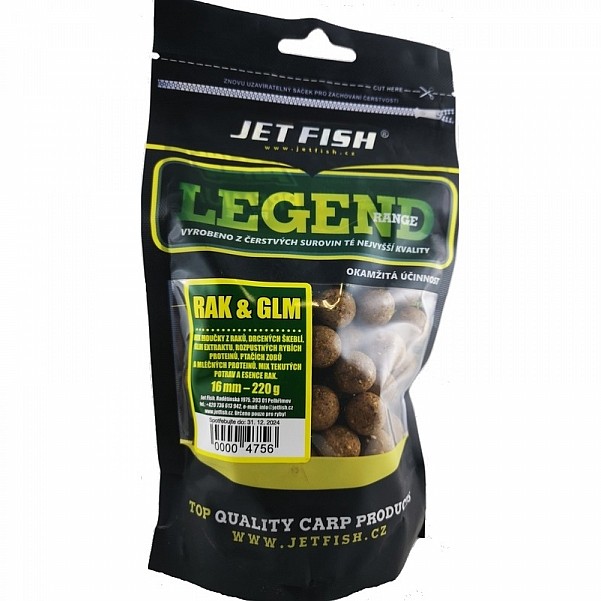 Jetfish Legend Boilie - Crayfish + GLM - SHORT EXPIRY DATEsize 16mm / 220g - EAN: 200000091903