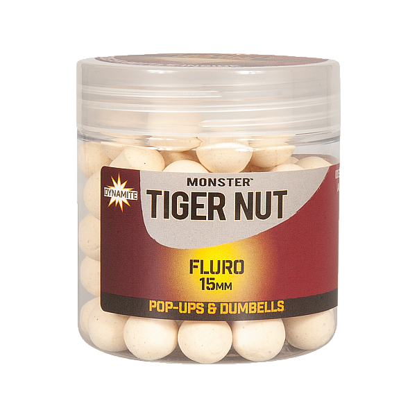 DynamiteBaits Fluro White Pop-Ups & Dumbells - Monster Tiger Nut rozmiar 15 mm - MPN: DY957 - EAN: 5031745215263