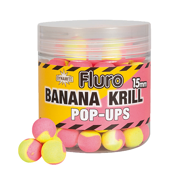 DynamiteBaits Fluro Two Tone Pop-Ups - Krill & Banana rozmiar 15 mm - MPN: DY605 - EAN: 5031745215225