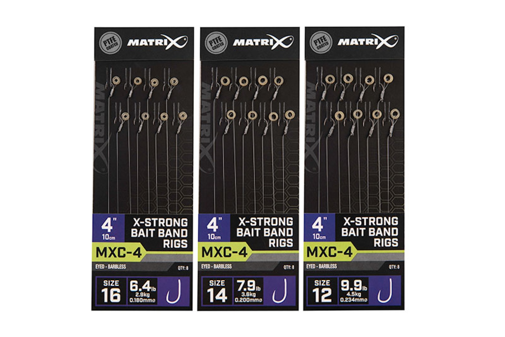 Matrix MXC-4 Barbless X-Strong  Bait Bands Rigs - 10cm