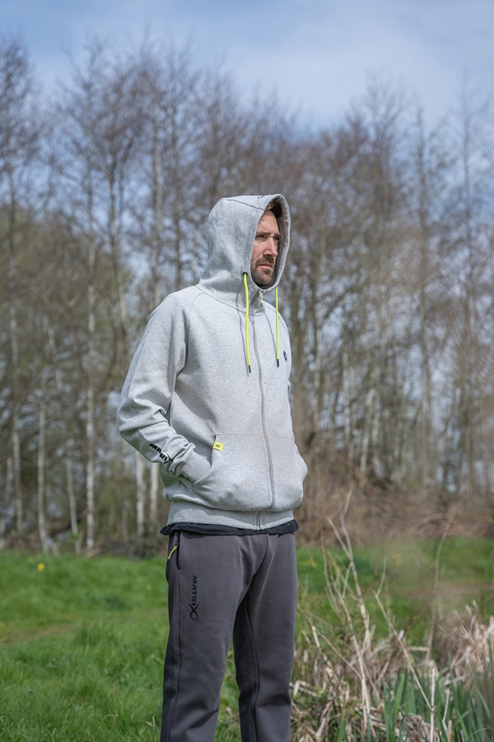 Matrix Full Zip Hoody Marl Grey/Lime - Black Edition Range