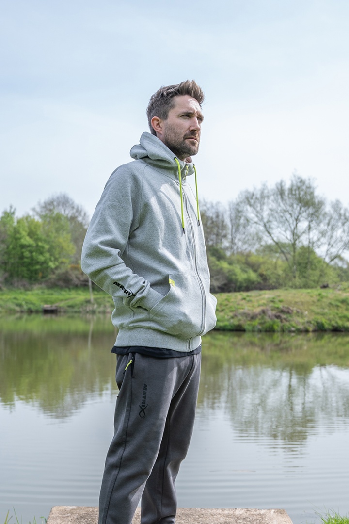 Matrix Full Zip Hoody Marl Grey/Lime - Black Edition Range