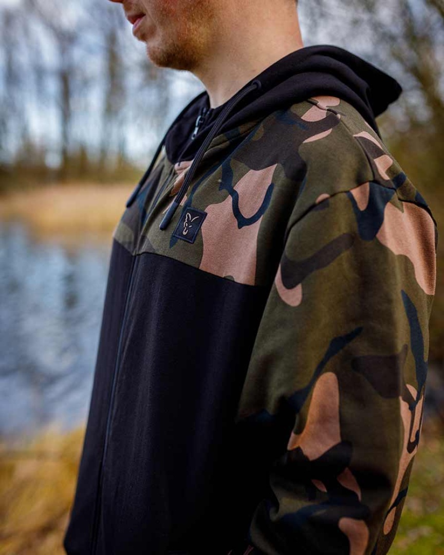 Fox LW Black / Camo Split Zip Hoody