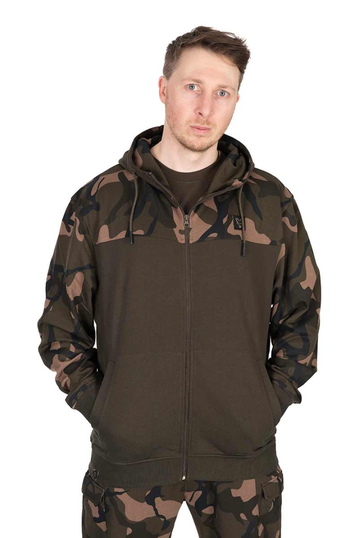 Fox LW Khaki / Camo Split Zip Hoody