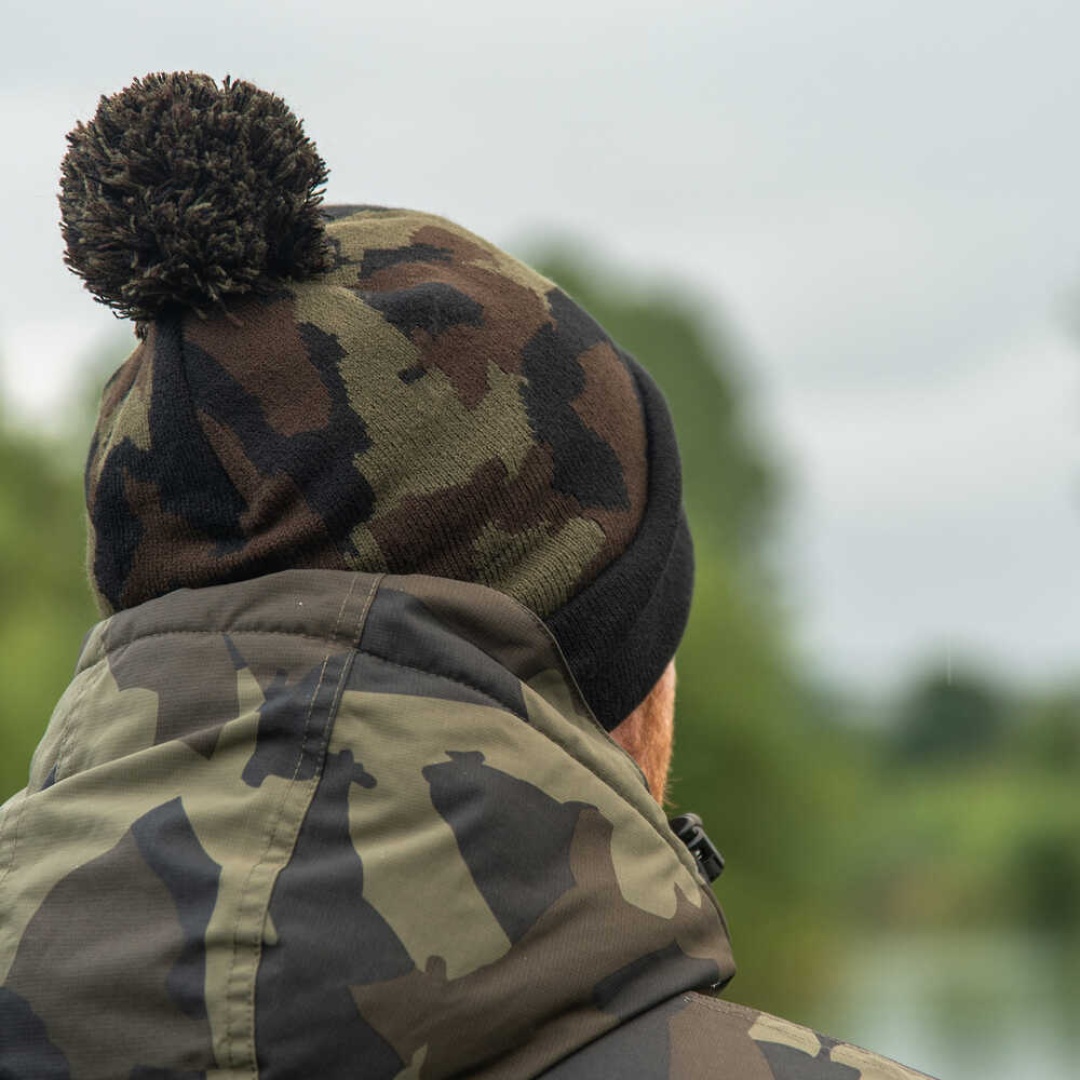 Avid Carp Black and Camo Bobble Hat